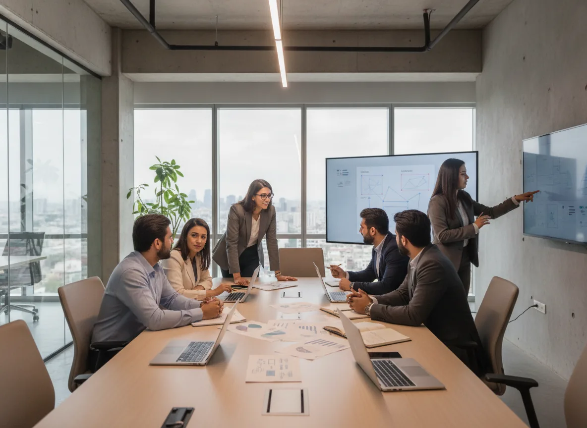 professional photo of a Pakistani tech team collaborating